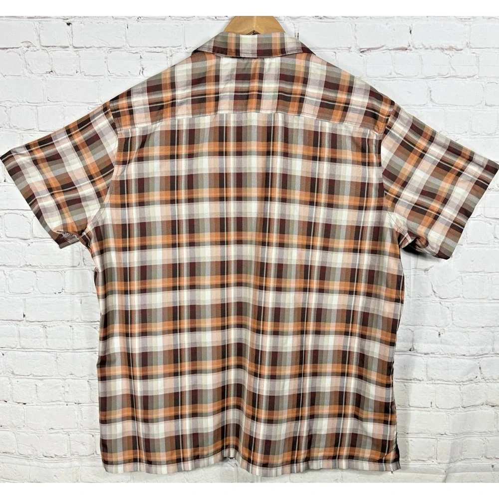 Eddie Bauer Rainier 2.0 Shirt Men's‎ XL Orange Plaid Short Sleeve Outdoor